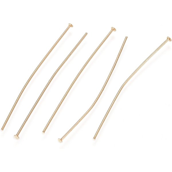304 Stainless Steel Flat Head Pins, Real 18K Gold Plated, 40.5X0.6Mm, 22 Gauge, Head: 1.4Mm-image