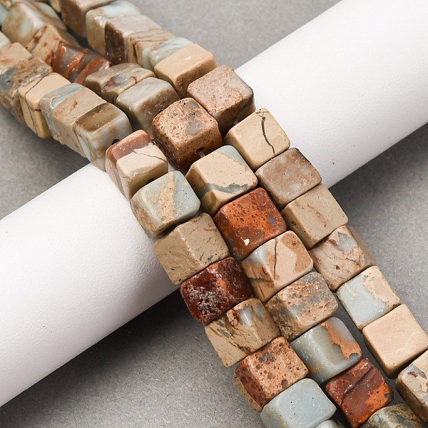 Natural Shoushan Stone Beads Strands, Cube, 8-8.5X8-8.5X8-8.5Mm, Hole: 1.2Mm, About 46Pcs/Strand, 15.35''(39Cm)-image