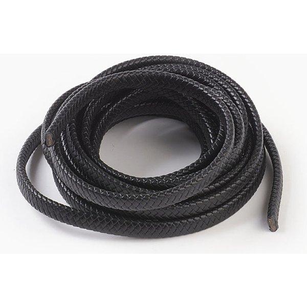 Cordon de cuero trenzado, cable de la joya de cuero, material de toma de diy joyas, teñido, piso, negro, 12x6mm, alrededor de 5.46 yarda (5 m) / rollo
