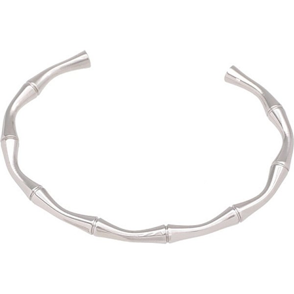304 Stainless Steel Bamboo Joint Cuff Bangles For Women, Stainless Steel Color, 1/4 Inch(0.48Cm), Inner Diameter: 2-1/2 Inch(6.2Cm)-image