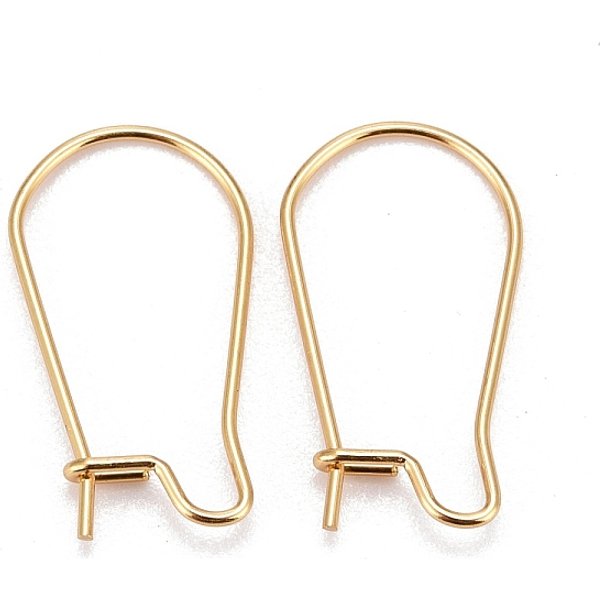 Accesorios Para Pendientes De Aro De Acero Inoxidable QuirúRgico 316, Cables De Oreja De RiñóN, Real 18K Chapado En Oro, 10 DiáMetro, 20X11X2.5Mm, Pin: 0.7 Mm-image