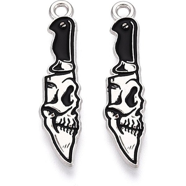 Colgantes De AleacióN Y Esmalte Con TemáTica De Halloween, Platino, Cuchillo, 31X7X1Mm, Agujero: 1.8 Mm-image
