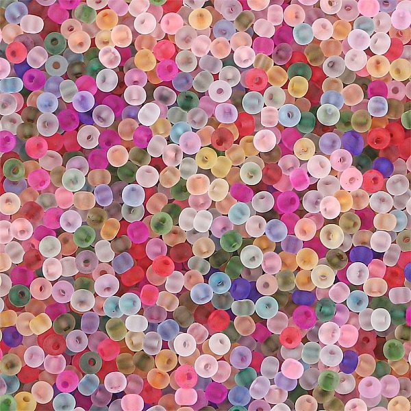 Cuentas De Semillas De Vidrio De Colores Esmerilados, Rerondana Plana, Color Mezclado, 2Mm, Agujero: 1 Mm, Aproximamente 660 Pc / Sistema-image