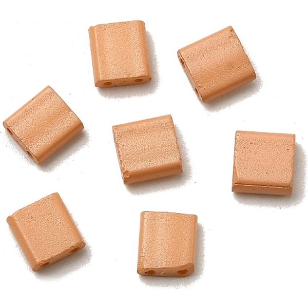 Perles De Rocaille En Verre, Peinture De Cuisson, 2 Trou, CarréE, PéRou, 5X5X2Mm, Trou: 0.8Mm-image