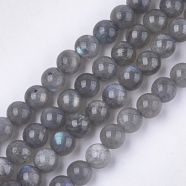 Chapelets De Perles En Labradorite Naturelle , Grade Ab +, Ronde, 8Mm, Trou: 1Mm, Environ 45-48 Pcs/Chapelet, 15.3 Pouce-image