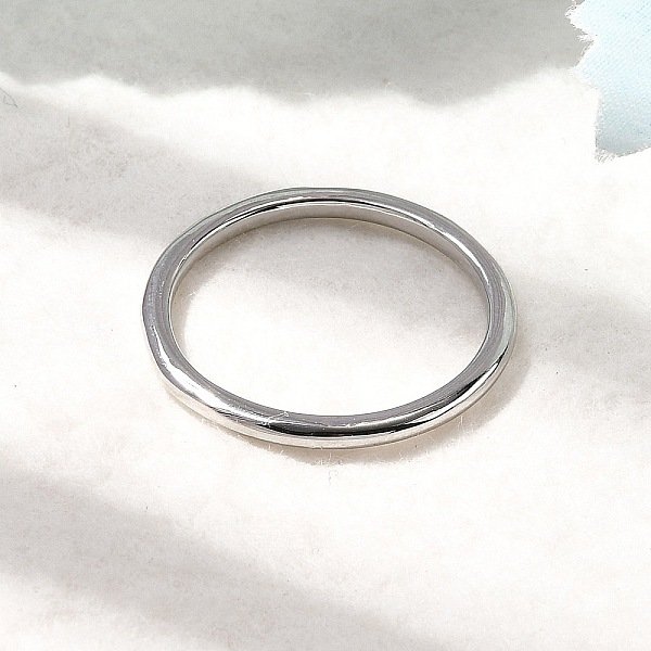 Brass Finger Rings, Rack Plating, Long-Lasting Plated, Cadmium Free & Lead Free, Platinum, 2Mm, Us Size 7 1/4(17.5Mm)-image