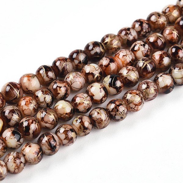Cottura Dei Fili Di Vetro In Vernice, Stile Trafila, Tondo, Marrone Noce Di Cocco, 4-4.5Mm, Foro: 0.8 Mm-image