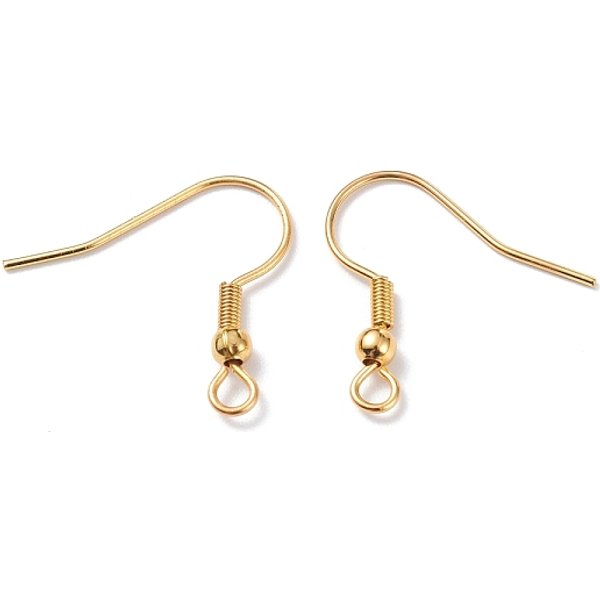 Crochets De Boucles D'oreilles En Acier Inoxydable 304, Fil D'oreille, Avec Boucle Horizontale, VéRitable 18K Plaqué Or, 20X20X3Mm, Trou: 2Mm, 21 Jauge, Pin: 0.7 Mm-image