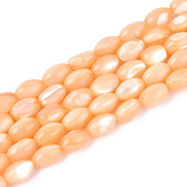 Natural Trochus Shell Beads Strands, Dyed, Rice, Saddle Brown, 8.5-9x6mm, Hole: 0.8mm, about 43-45pcs/strand, 15.16-15.94''(38.5-40.5cm).