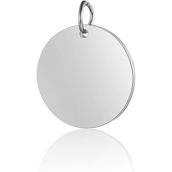 Pendentifs En Acier Inoxydable 201 RéSistant Au Ternissement, Polissage Manuel, Plat Rond, Estampillage D'une éTiquette Vierge, Couleur Inoxydable, 16X1Mm, Trou: 3.5Mm-image