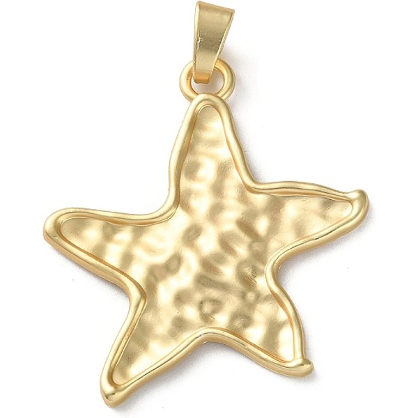 Grandes Colgantes De AleacióN, Plateado De Larga DuracióN, Sin Plomo Y NíQuel Y Cadmio, Oro Mate, Estrella De Mar, 68X61X4Mm, Agujero: 11.5X5 Mm-image