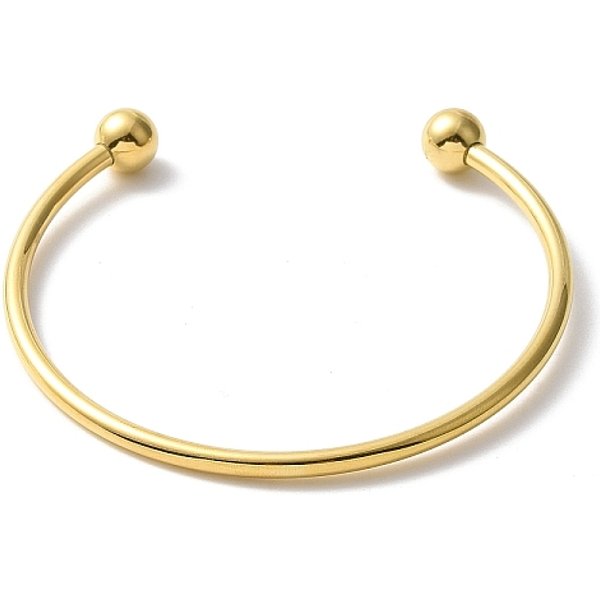 Brazalete Abierto De Alambre De Acero Inoxidable 304 Con Bola Y Extremo Roscado, Brazalete De TorsióN Para Mujer, Dorado, DiáMetro Interior: 2-3/8 Pulgada (6 Cm)-image