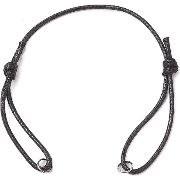 Creazione di braccialetti regolabili in cordino di poliestere cerato, con anelli in acciaio inox 304, nero, colore acciaio inossidabile, 5-1/8-9-1/2 pollice (13-24 cm)