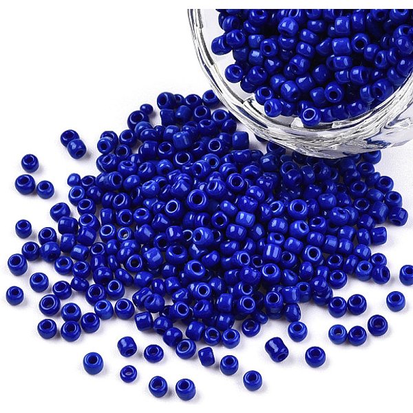 Glass Seed Beads, Opaque Colours Seed, Small Craft Beads For Diy Jewelry Making, Round, Blue, 2Mm, Hole:1Mm, About 30000Pcs/Pound-image