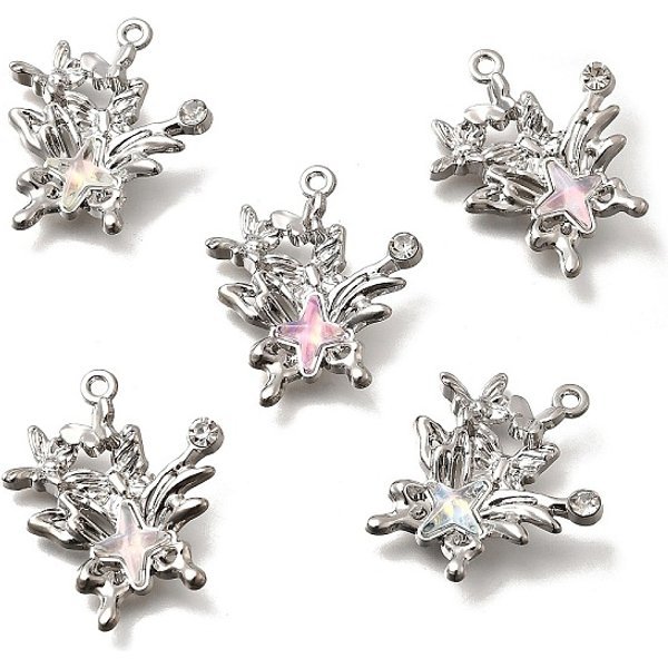 Pendentifs En Alliage Avec Strass, Papillon, Avec De La RéSine, Platine, 30X27X5.5Mm, Trou: 2Mm-image