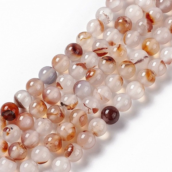 Natural Dendritic Agate Beads Strands, Grade AB, Round, 8mm, Hole: 1mm, about 47-49pcs/strand, 14.96 inch(38cm)