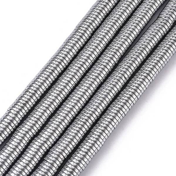 Chapelets De Perles En HéMatite SynthéTique Sans MagnéTiques, Perles Heishi, Plat Rond / Disque, PlatinéE, 6X1Mm, Trou: 1Mm, Environ 378-389 Pcs/Chapelet, 15.7 Pouce-image