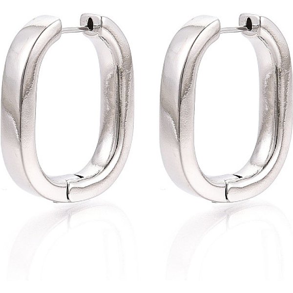 Ovale Creolen Aus Messing, Echt Platiniert, 24X19.5X5 Mm-image