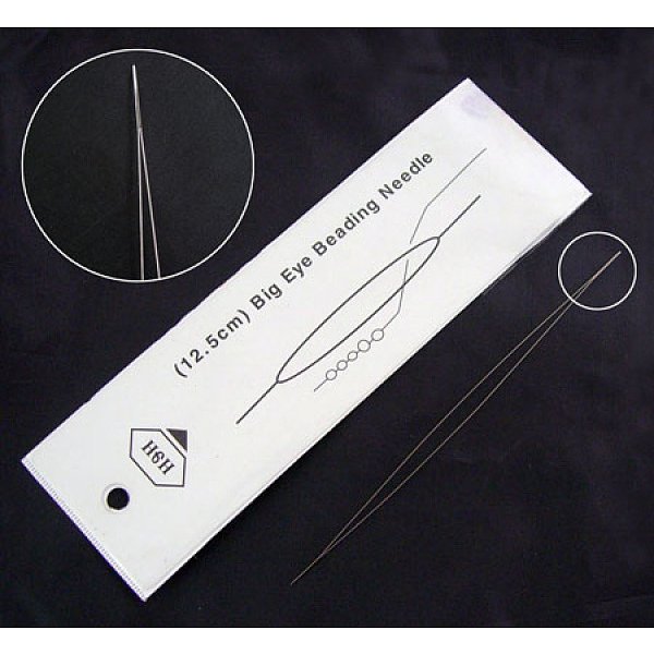 Tarnish Resistant Stainless Steel Big Eye Beading Needles, Seed Bead Needle, Stainless Steel Color, 100X0.3Mm-image
