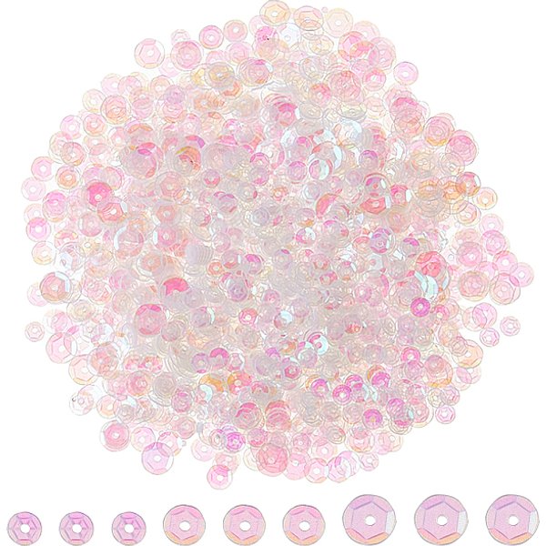 3 Styles Ornament Accessories, Pvc Plastic Paillette/Sequins Beads, Flat Round, Clear Ab, 4-6X0.6Mm, Hole: 1Mm-image