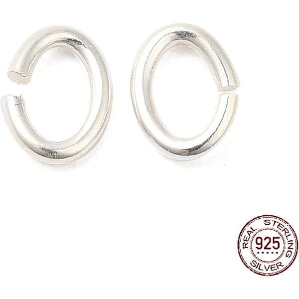 925 Sterling Silber Offene Biegeringe, Oval, Silber, 18 Gauge, 6X4.5X1 Mm, Innendurchmesser: 3X4.5 Mm-image