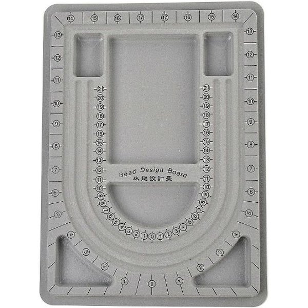 Flocking Pe Bead Design Boards, Bracelet Design Board, With Graduated Measurements, Diy Beading Jewelry Making Tray, Rectangle, Dark Gray, 32.7X24X1.55Cm-image