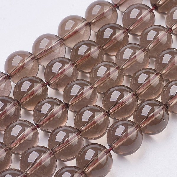 Natural Smoky Quartz Beads Strands, Round, 6Mm, Hole: 0.8Mm; About 31Pcs/Strand, 8 Inch-image