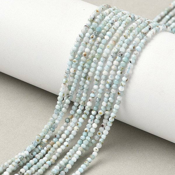 Natural Larimar Beads Strands, Faceted, Round, 2Mm, Hole: 0.5Mm, About 205Pcs/Strand, 15.63 Inch(39.7Cm)-image