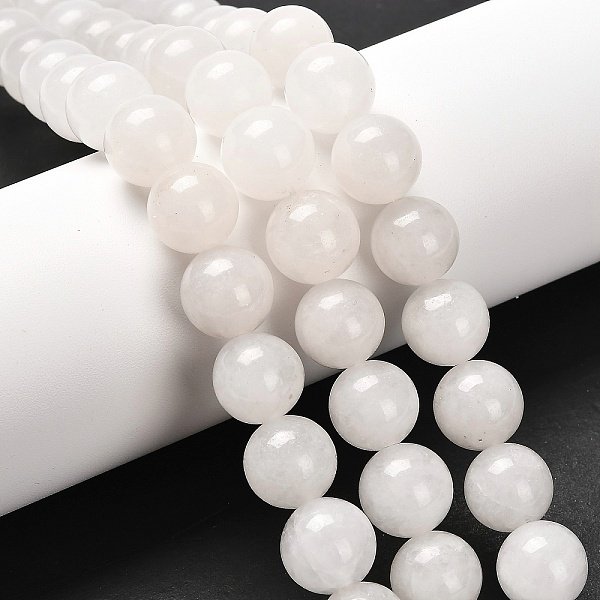 NatüRliche Runde WeißE Jade Perle SträNge, 12 Mm, Bohrung: 1 Mm, Ca. 32 Stk. / Strang, 15 Zoll-image