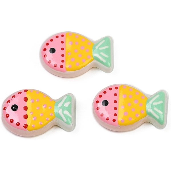 Abalorios De Colores Vario Hechos A Mano, Pescado, Con Esmalte, Oro, 20X13X5.5Mm, Agujero: 1.4 Mm-image