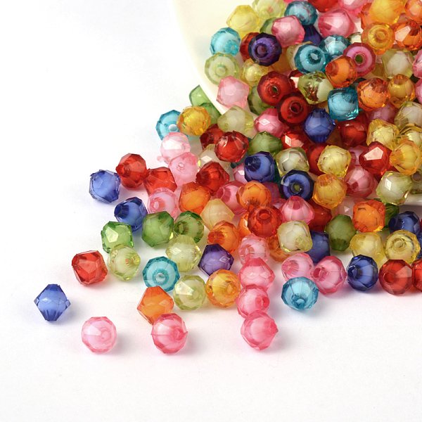 Abalorios De AcríLico Transparentes, TalóN En Grano, Bicono, Color Mezclado, 8X8X8Mm, Agujero: 2 Mm, Aproximamente 2300 Unidades / 500 G-image