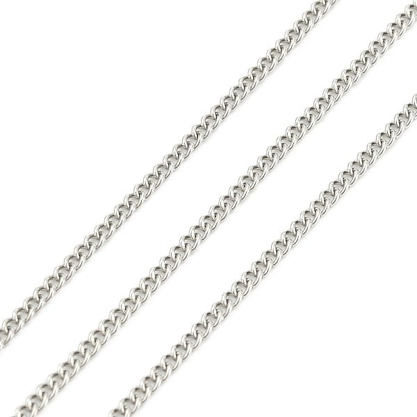 Tarnish Resistant 304 Stainless Steel Curb Chains, For Diy Jewelry Making, With Spool, Soldered, Stainless Steel Color, 2.4X1.9X0.5Mm, About 32.8 Feet(10M)/Roll-image