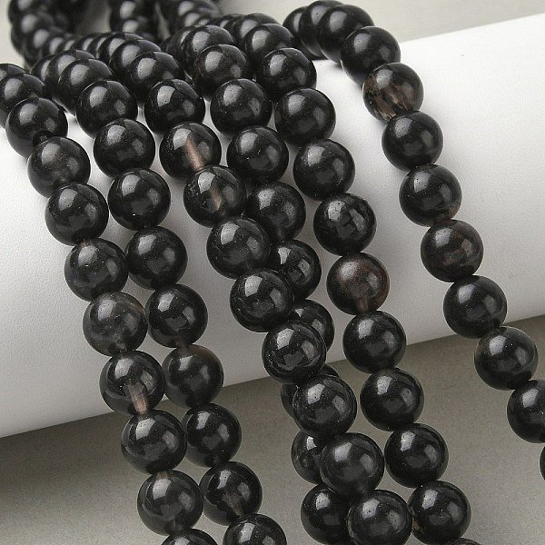 Chapelets De Perles D'obsidienne De Glace Naturelle, Ronde, Noir, 8Mm, Trou: 1.2Mm, Environ 43-45 Pcs/Chapelet, 14.76''-15.04'' (37.5-38.2 Cm)-image