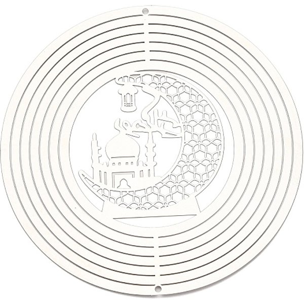 201 Stainless Steel Connector Charms/Links, Etched Metal Embellishments, Moon, 148X0.3Mm, Hole: 3Mm-image