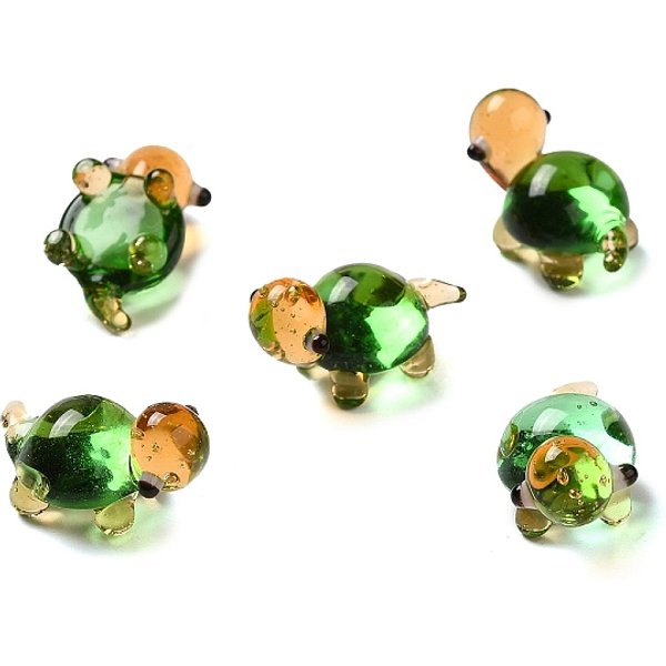 Handmade lampwork Hauptdekorationen, 3d Schildkröten-Ornamente als Geschenk, grün, 21-21.5x12x13-13.5 mm