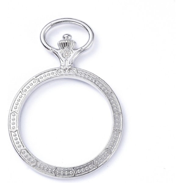 Zinc Alloy Big Pendants, Open Back Bezel, For Diy Uv Resin, Epoxy Resin, Pressed Flower Jewelry, Pocket Watch Bezel, Platinum, 52X36X5Mm, Hole: 13.5X8Mm, Inner Diameter: 28.5Mm-image