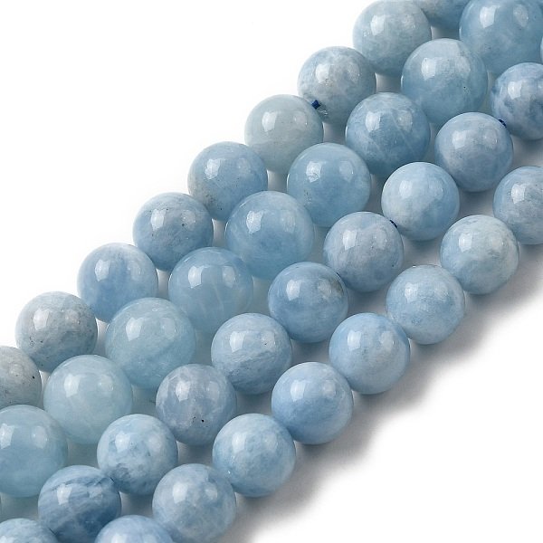 Natural Aquamarine Beads Strands, Round, 8Mm, Hole: 1Mm, About 23Pcs/Strand, 29.53-30.71''(75-78Cm)-image