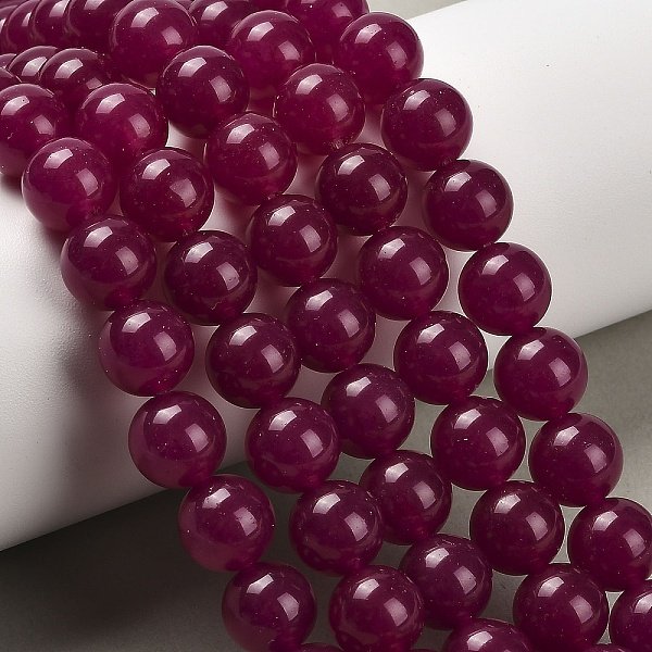 Natural & Dyed Malaysia Jade Bead Strands, Round, Medium Violet Red, 10Mm, Hole: 1.0Mm, About 38Pcs/Strand, 15 Inch-image