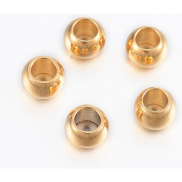 Perlas De Acero Inoxidable 304 Con Recubrimiento IóNico (Ip), Redondo, Dorado, 4X3Mm, Agujero: 2 Mm-image