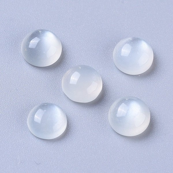 NatüRliche WeißE Mondstein-Cabochons, Halbrund / Dome, 6X3 Mm-image