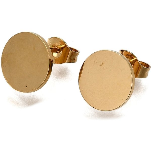 Ion Plating(Ip) 304 Stainless Steel Stud Earring Findings, Flat Round, Golden, 10Mm, Hole: 1.8Mm, Pin: 1Mm-image