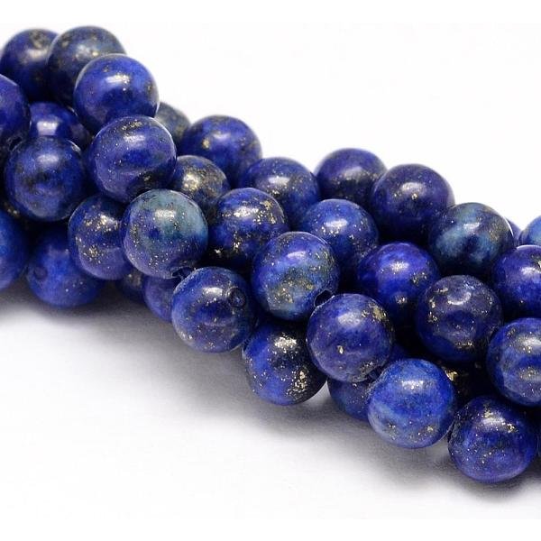 Natural Lapis Lazuli Round Beads Strands, Dyed, 8Mm, Hole: 1Mm, About 46Pcs/Strand, 15 Inch-image