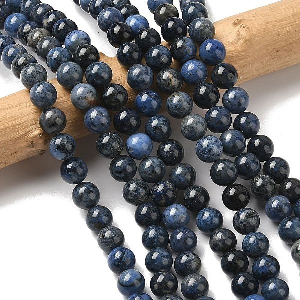 Natural Grade Aa Dumortierite Quartz Round Bead Strands, 8Mm, Hole: 1Mm, About 45-47Pcs/Strand, 14.76''(37.5Cm)-image