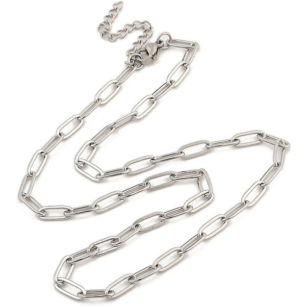 Collar De Cadena Con Clip De Acero Inoxidable 304 Que No Se Deslustra Para Mujer, Color Acero Inoxidable, 16.34 Pulgada (41.5 Cm)-image
