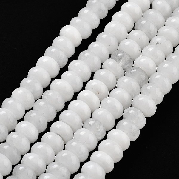 Natural White Jade Beads Strands, Rondelle, White, 8x5mm, Hole: 1mm, about 74pcs/strand, 15.15 inch(38.5cm)