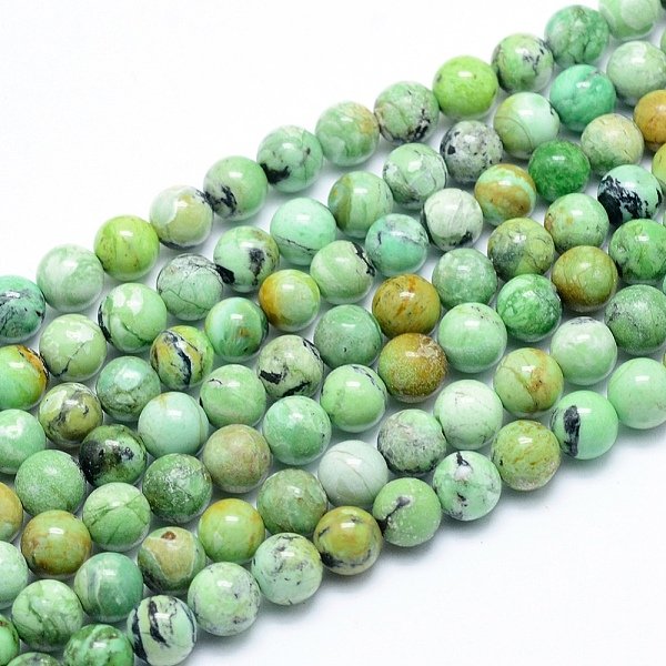 Perles De Variscite Naturelles, Ronde, 6-6.5Mm, Trou: 0.8Mm, Environ 64 Pcs/Chapelet, 15.75 Pouce (40 Cm)-image