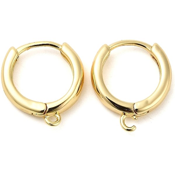 Pendientes De Aro De LatóN, Hallazgo De Pendiente De Aro Huggie, Plateado De Larga DuracióN, Con Lazo Horizontal, Anillo, Real 18K Chapado En Oro, 16X15X2-4Mm, Agujero: 1.2 Mm, Pin: 1 Mm-image