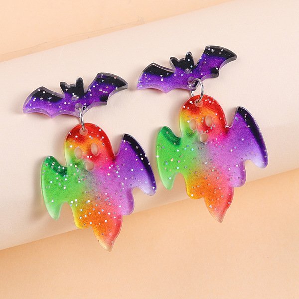 Boucles D'oreilles Pendantes En Acrylique Pour Halloween, Platine, FantôMe, 44X27Mm-image