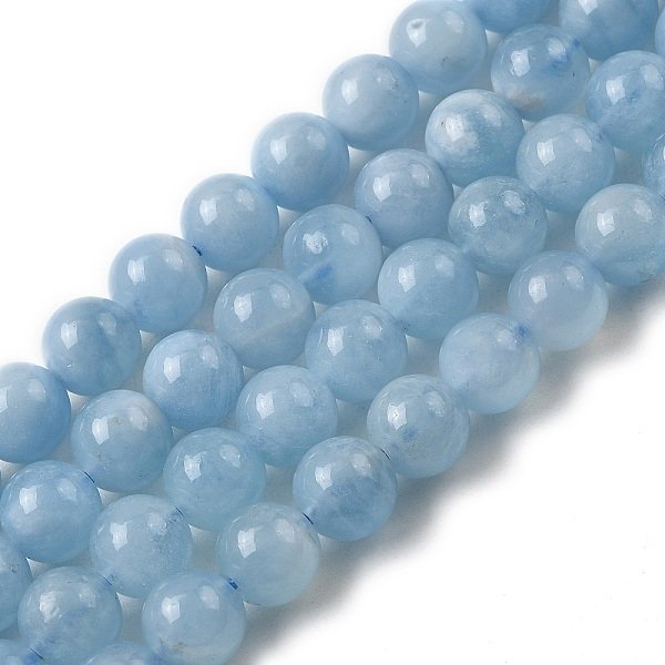 Natural Aquamarine Beads Strands, Round, 6Mm, Hole: 0.8Mm, About 30-31Pcs/Strand, 29.53-30.71''(75-78Cm)-image