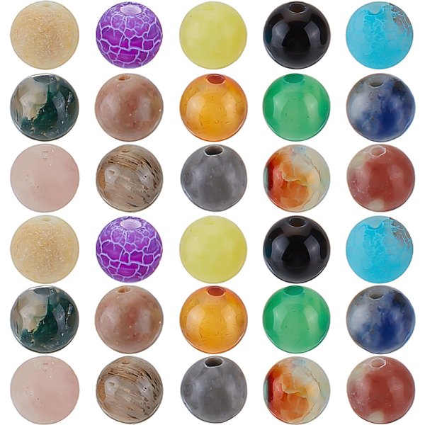 750 PièCe De 15 Styles De Perles De Pierre Germinale MéLangéEs Naturelles, Ronde, MéLangé Teint Et Non Teint, 6-8Mm, Trou: 1Mm, 50 PièCes / Style-image